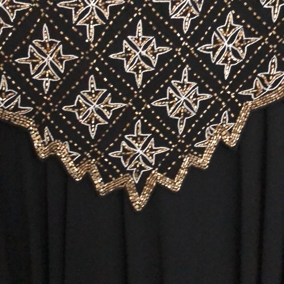 Vintage Beaded Black and Gold Formal Dress - Picture 4 of 16